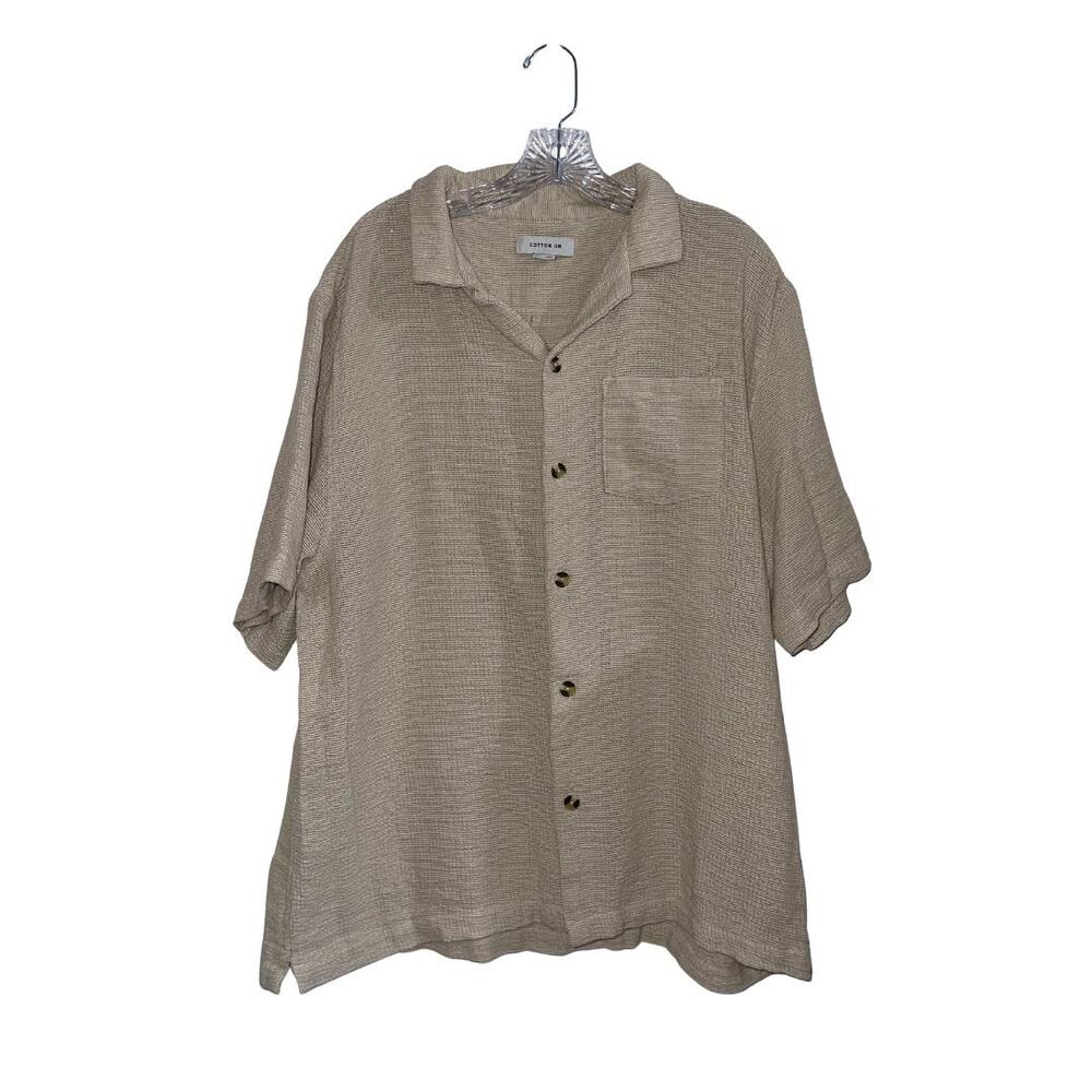 Cotton On Beige Button Short Sleeve Shirt SZ XXL Boxy Fit Relaxed Streetwear